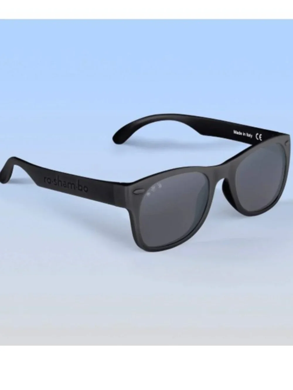 Roshambo Bueller Baby Shades with Black Frames and Grey Lenses, size 0-2